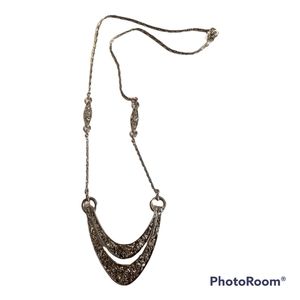 Trifari vintage necklace crown texture silver